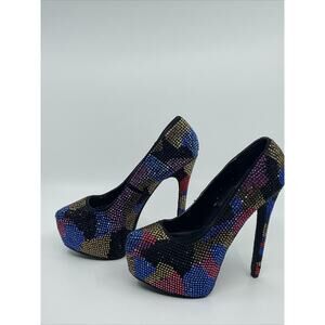 Steve Madden Women's Multi-Colored Rhinestone Platform Heels Size 6.5